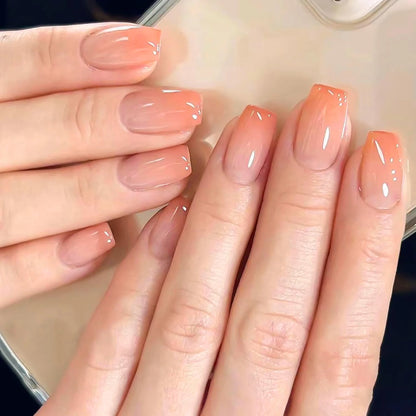 ARTAUG 24PCS Medium Almond Fleshcolor Press On Nails Fake Nails Pink Summer Nails Press On Nails Detachable Reusable Girl Gift