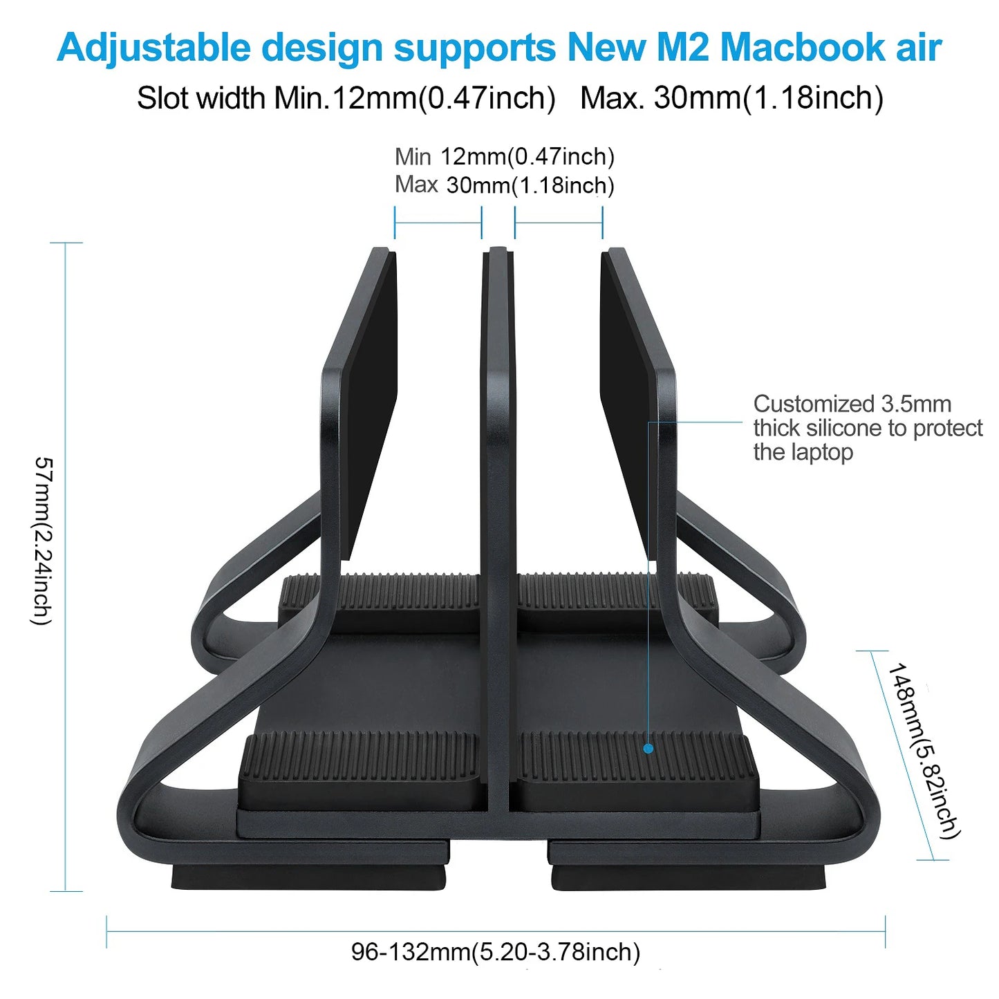 Laptop Stand Vertical Tool-Free Adjustable Aluminum Vertical Laptop Stand Holder Width From 12-30mm Support Almost All Laptop