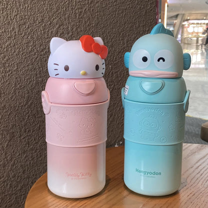 560ml Sanrio Kuromi Stainless Steel 316 Thermos Kawaii Hello Kitty Cinnamoroll Melody Kids Vacuum Flask Water Bottle Tumbler
