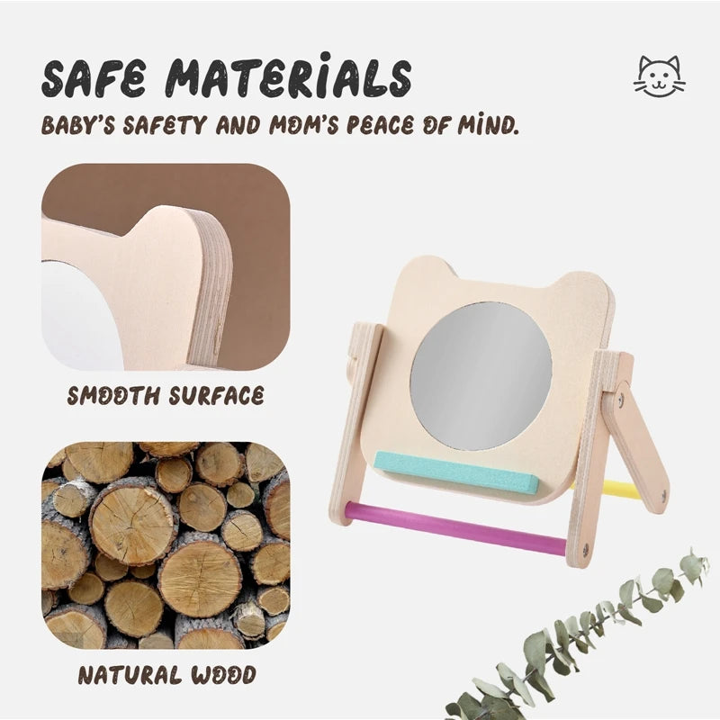 Black and White Newborn Mirror Toys Baby Tummy Time for Babies Montessori Development Crawl High Contrast Activity Sensory Toy