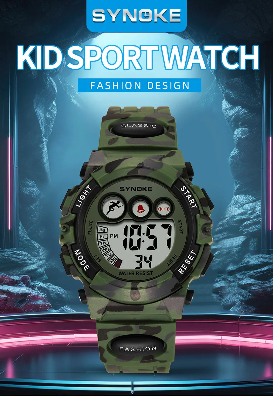 Kids Watch,Boys Watch for 3-15 Year Old Boys,Digital Sport Outdoor Multifunctional 50 M Waterproof Alarm Watch for Children