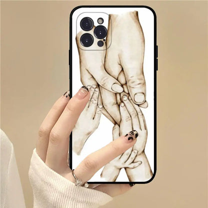 Baby Mom daughter Son Dad Hand Phone Case For iPhone 15 14 13 12 Mini 11 Pro XS Max X XR SE 6 7 8 Plus Soft Silicone Cover