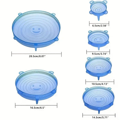 6pcs Silicone Stretch Lids, Food Bowl Covers, Reusable Food Saving Cover, Stretchable Multifunctional Fruit And Vegetable