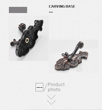 Robe Hooks European Style Brass Black Hangers For Clothes Towel Rack Clothes Hook Home Decoration Bathroom Hardware Set WF-88801