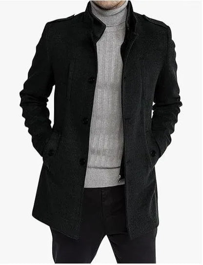 New Woolen Mens Coat Medium and Long Zipper Jacket Large Size Fake Two-piece Set Cardigan for Men