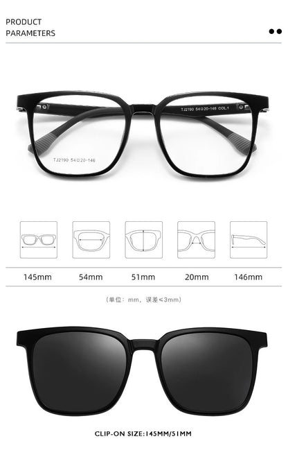 Magnetic Clip on Optical Myopia Glasses For Men Women Polarized Sunglasses Prescription Reading Glasses Blue Light Glass #TJ2190