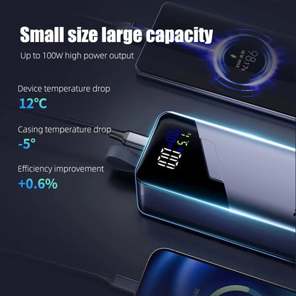 PD100W GaN Power Bank 20000mah/30000mah Build in Line High Definition LED Screen UFCS Phone Laptop Phone Portable Fast Charging