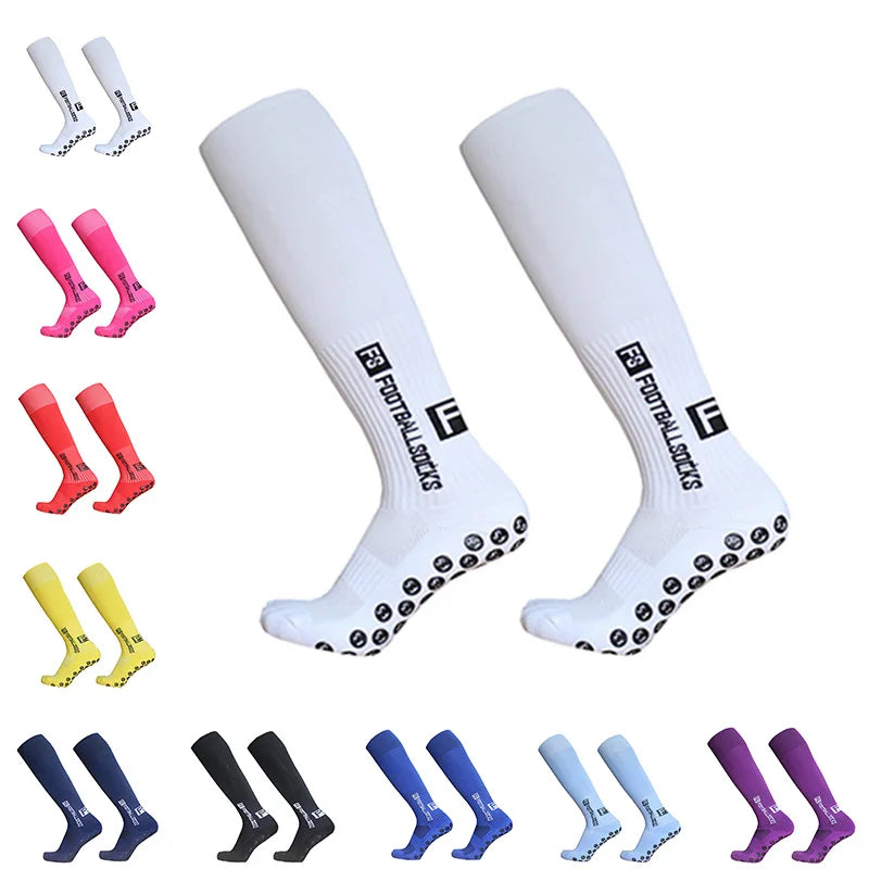 New Long FS soccer Socks Men Women Sports Round Silicone Non-Slip Grip Football Socks