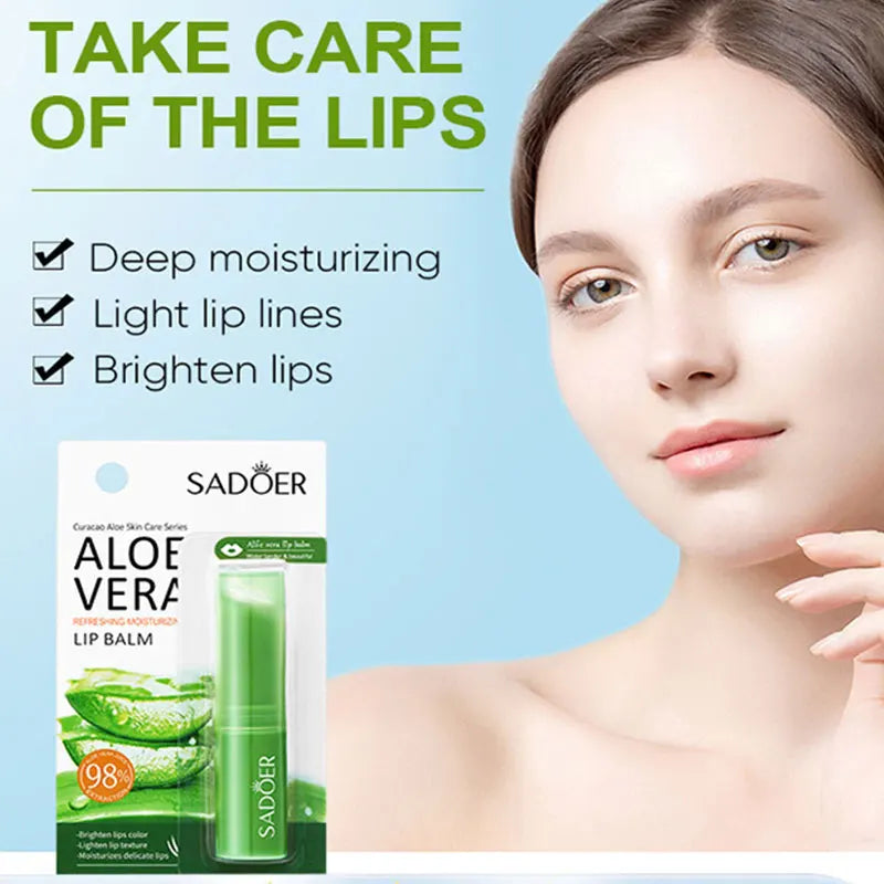SADOER Lip Aloe Balm Nourishing, Hydrating and Moisturizing Preventing Cracking and Repairing Lips Gentle Non Irritating