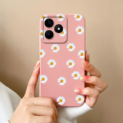 Case For Realme Note 50 Flower Painted Upgrade Lens Protection Soft Back Cover Model RMX3834 Liquid Silicone Phone Protectors