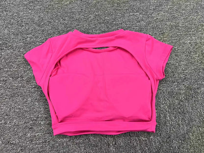 New Sports Shirts Breathable Workout Sportswear Fitness Backless Yoga Clothing Chest Pads Sport Crop Tops Gym Top Women