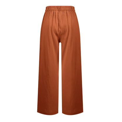 Womens Casual Wide Leg Pants High Waisted Button Down Straight Long Trousers Palazzo Pants Elegant Woman Flared Pants Youthful