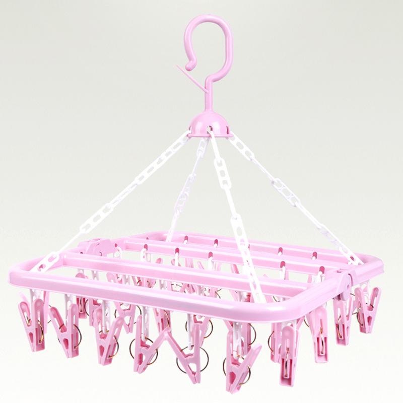 Multifunctional 36-clip Drying Racks Lingerie Socks Rack Folding Hangers Plastic Hangers
