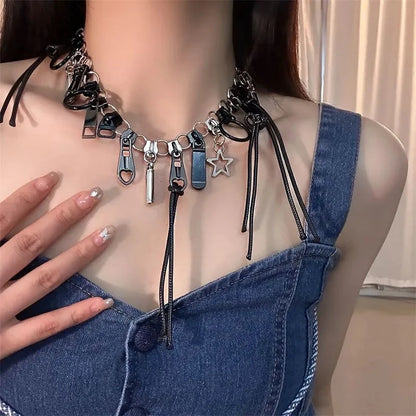 Stylish Zipper Necklaces Punk Men's And Women's Jewelry Accessories Unisex Jewelry Accessories Party Neck Accessories