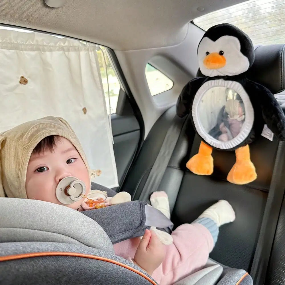 1PCS Easy View Baby Car Mirror, Safety Car Seat Cartoon doll Mirror for Rear Facing Infant, Wide Crystal Clear View,Shatterproof