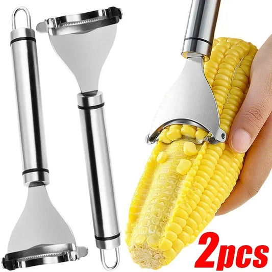 Stainless Steel Corn Peeler Serrated Corn Stripper Peeler Corn Shaver Planer Thresher Cutter Kitchen Fruit Vegetable Gadget Tool