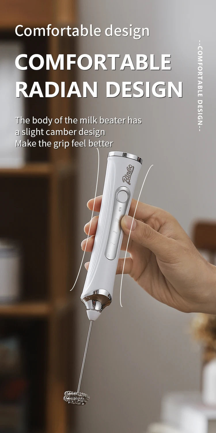 Bincoo Electric Milk Frothers Handheld Wireless Blender USB Mini Coffee Maker Whisk Mixer Cappuccino Cream Egg Beater Blender