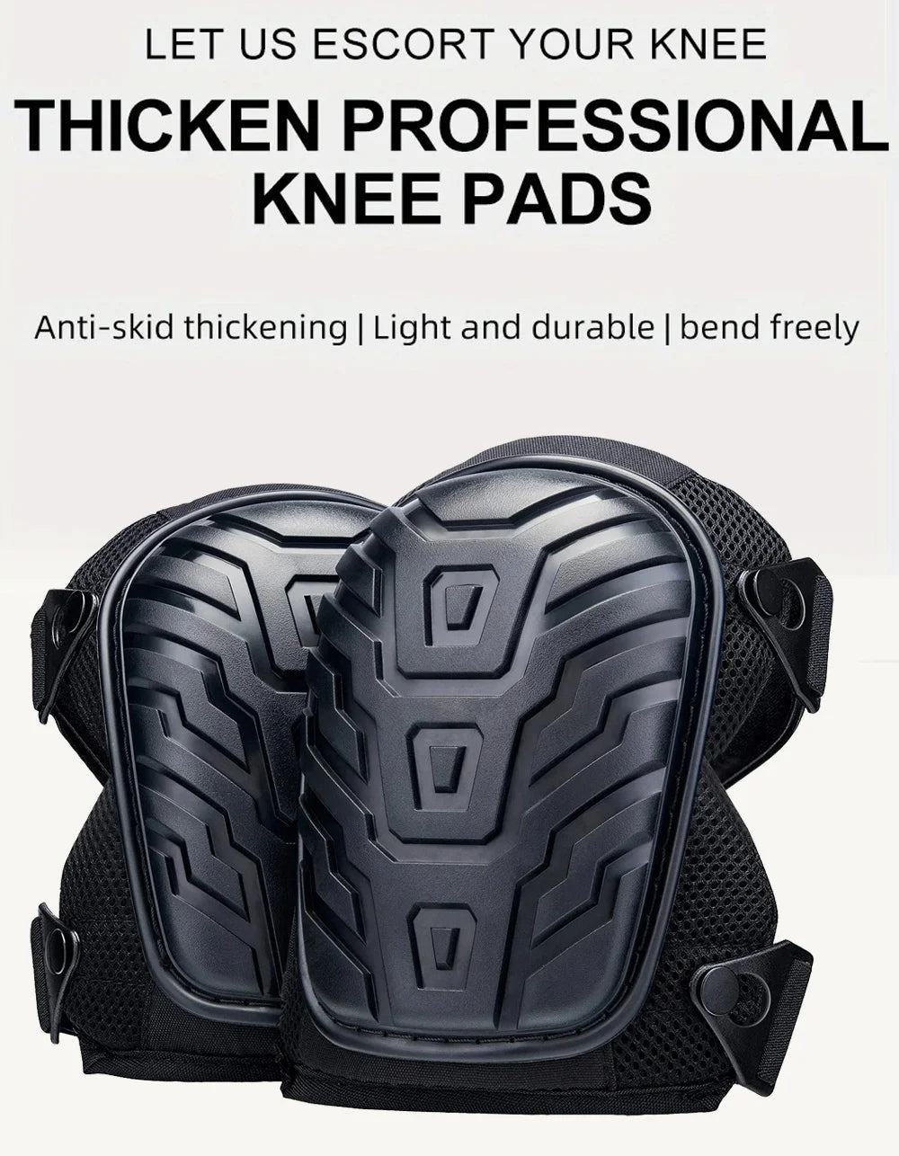1 Pair of Professional Knee Pads-Thick Gel Cushion,Double Straps & Adjustable Clips - Perfect for Work,Gardening & Construction