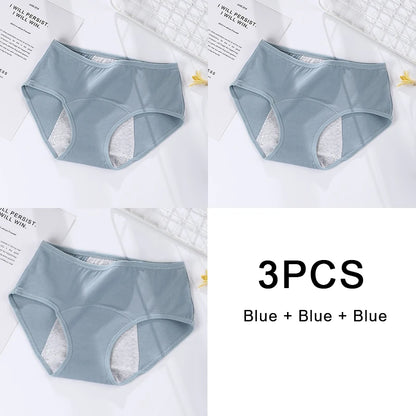 3PCS/set Women's menstrual briefs large flow postpartum water absorption leakproof briefs women's pure cotton menstrual briefs