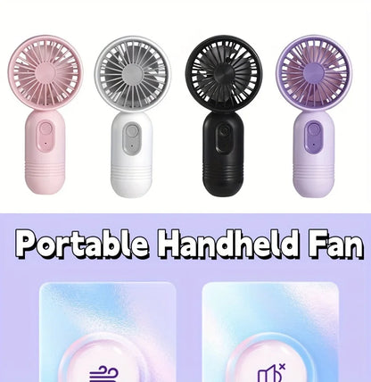 Mini portable fan, handheld small fan, USB charging, 3-speed handheld fan suitable for office, outdoor travel, and camping