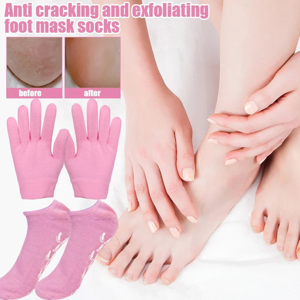 Silicone Moisturizing Mask Socks Reusable Exfoliating Anti Crack Protective Gloves Dry Dead Skin Remover Tools Hand Foot Care