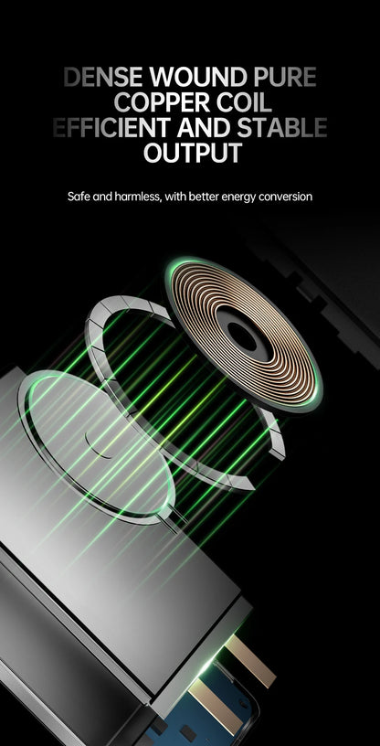 Portable Charger Powerbank With Cable PD20W Power Bank Wireless 15W With Phone Holder LED Display Mobile Phone Backup Battery