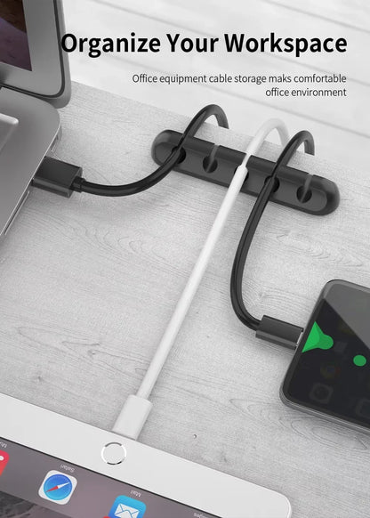 Adhesive Cable Holder Clips Cord Management Wire Organizer for Desktop USB Charging Cable Nightstand Power Cord Mouse Cable