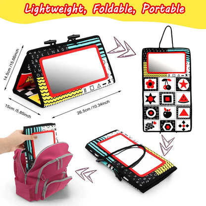 Black And White Baby Floor Mirror Tummy Time Sensory Baby Toys 6 12 months Toys For Babies Montessori Development Crawl Toys