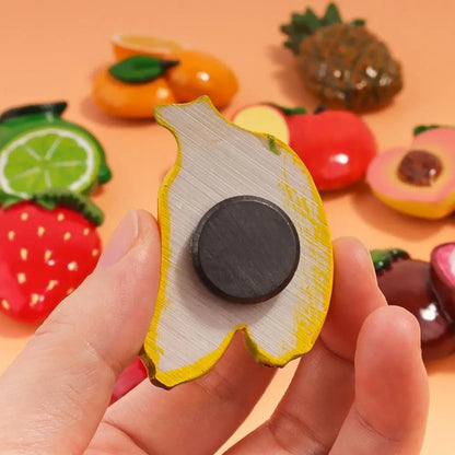 3D 3D Fruit Refrigerator Stickers Magnetic Cartoon Simulated Fruit Magnetic Stickers Cute Fruit Design Resin Food Toys