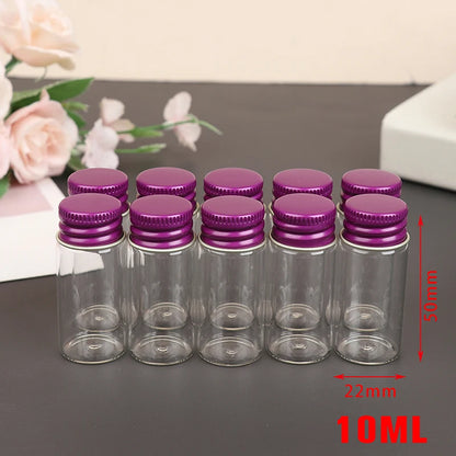 10PCS/lot  5/7/10/14/18/20/26ML Tiny Glass Jars Bottles Screw Cap Storage Jar Mini Containers GLASS Transparent Vial Bottles