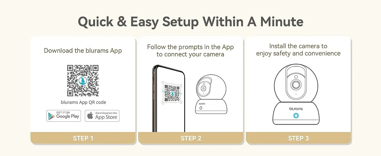 blurams Indoor Security Camera 2K, Home Security Camera for Dog/Baby Monitor/Elder, Security Camera with One-Touch Call, Color N