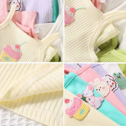 Baby Girls T-shirts for Kids Summer Sleeveless Knitted Tops Vest Outfits Girls Cute Halter Tops Tees Children Clothing 1-12 Year