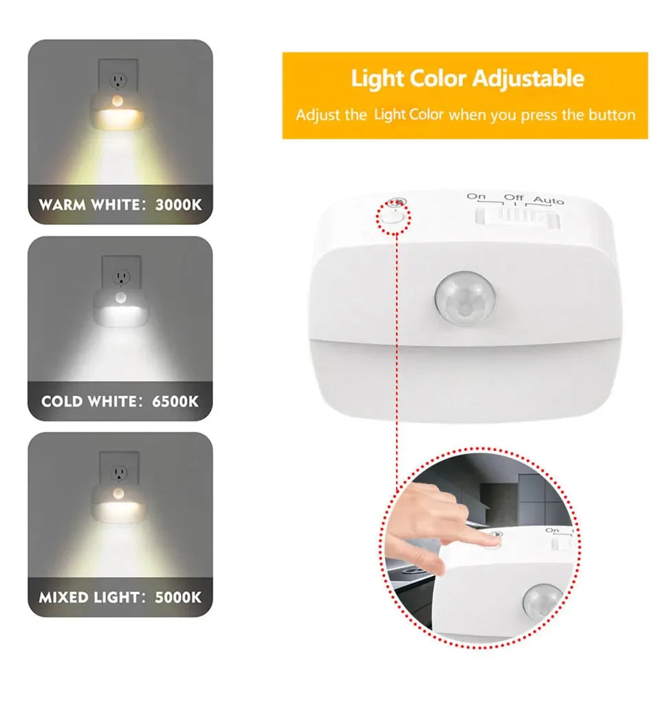 LED Night Light EU Plug In Smart Motion Sensor Light 220V Wall Lamp for Home Aisle WC Hallway Stair Kitchen Bedroom Night Lamp