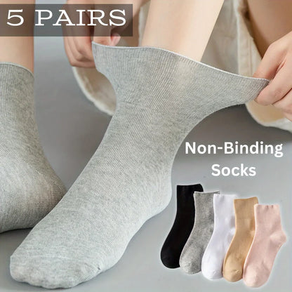5 Pairs Women'S Non-Binding Diabetic Socks, Comfortable No-Restriction Footwear for Seniors & Pregnant Women, Perfect Gift