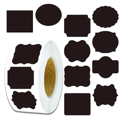 500PCS Creative Black Label Stickers Waterproof Irregular Phone Cases Book Storage Name Stickers