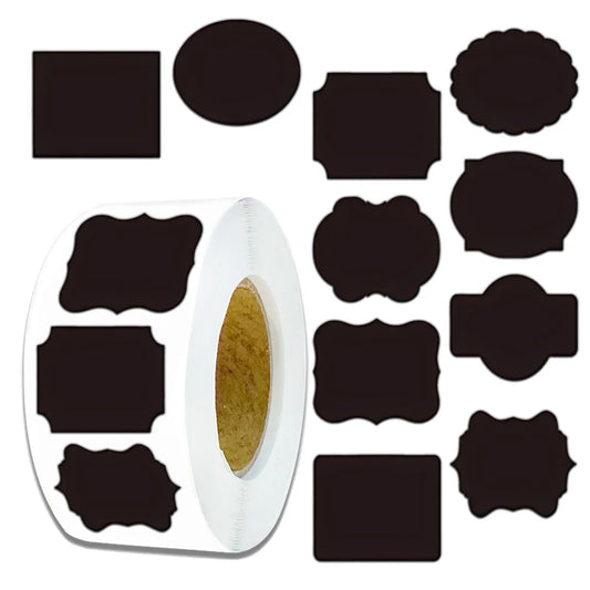 500PCS Creative Black Label Stickers Waterproof Irregular Phone Cases Book Storage Name Stickers