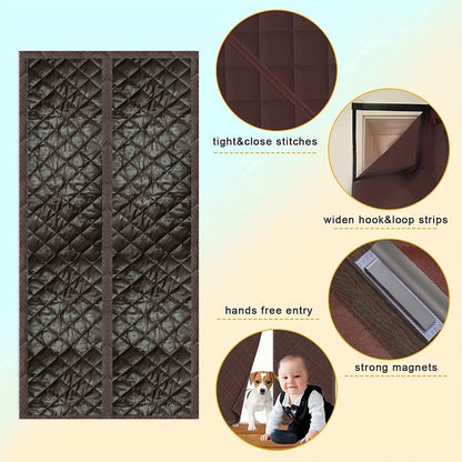 Winter Door Curtain Windproof Warm Partition Curtain Magnetic Door Curtain Punch-free Door Curtain Bedroom Block PU Curtain