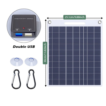 Portable Solar Phone Charger - 2 USB Ports 5V/2.4A Fast Charging for Outdoor Adventures & Emergency Power Supply
