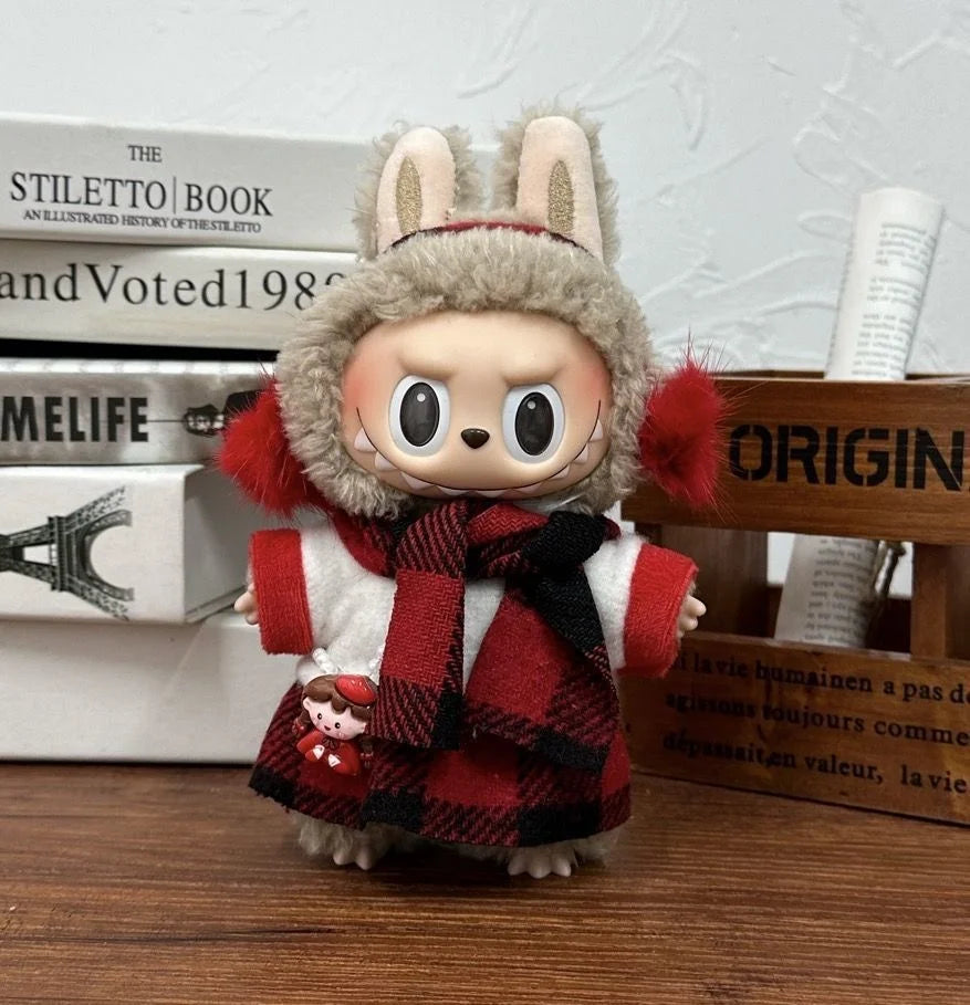 Cute Labubu Doll Costume 17 Cm Labubu Clothes Rubber-Coated Figurines Overalls Baby Dresses Summer Labubu Outfits Holiday Gift