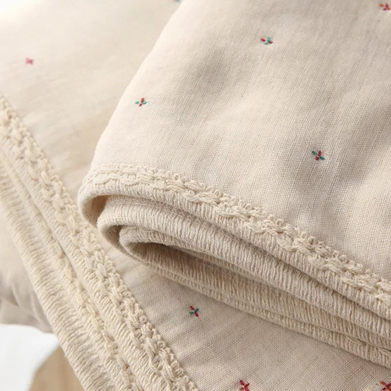 Quality Knitted Blanket for Mother Baby Six-ply Gauze Colourful Cross Magic Indian Tassel Quilt Multifunctional Cover Blanket 이불