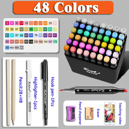 24-168 Color Alcohol Double-ended Oily Marker Painting Art Set Office Culture and Educational Supplies