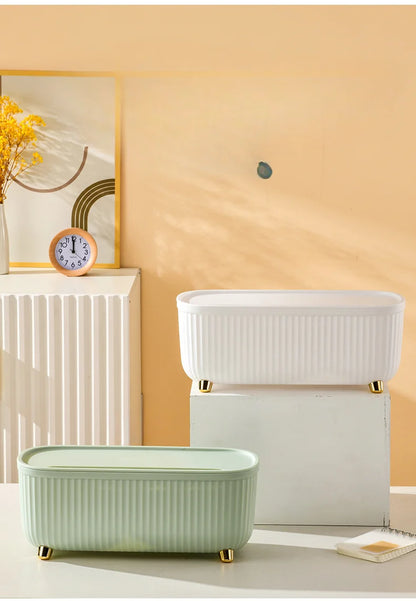 Multifunctional Cable Management Box – Stylish white plastic desktop organizer for power cords