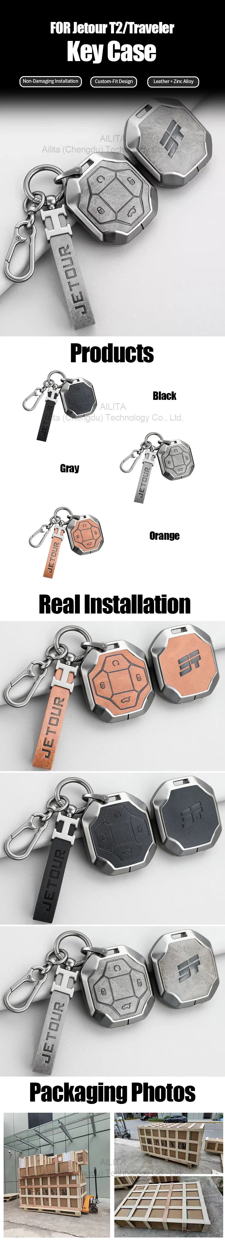 For Jetour T2 Traveler Key Bag Fashion Design Accessories Leather Zinc Alloy Key Case Cover Car Accessories