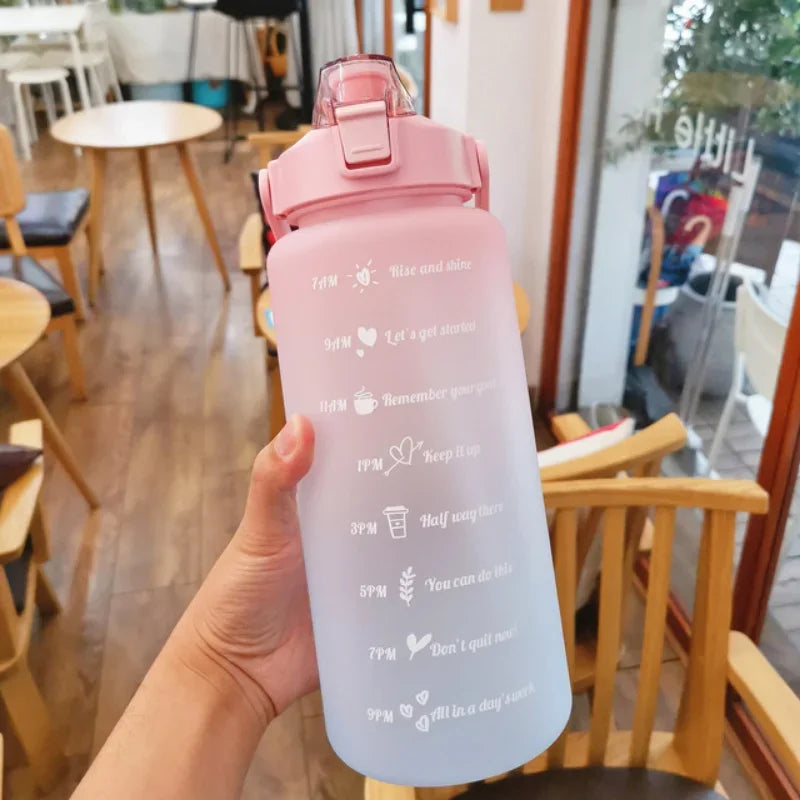 2 Liter Water Bottle with Straw Kids Girls Large Portable Bottles Sports Fitness Cup Summer Cold Water Motivational Water Bottle