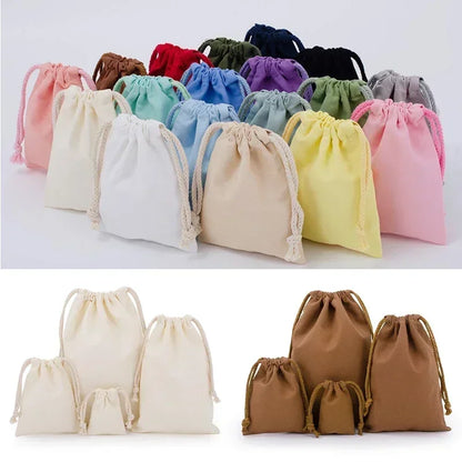 Reusable Drawstring Storage Bags, Organizer Pouch for Jewelry, Toys, Cosmetics Cotton Linen Drawstring Pouches Dustproof Sacks