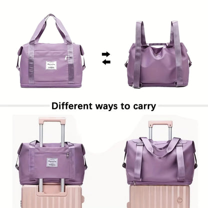 5 Ways to Carry Travel Bags, Expandable Sports Tote Fitness Bags, Travel Luggage Totes, Weekend Overnight Bags with Wet Pockets