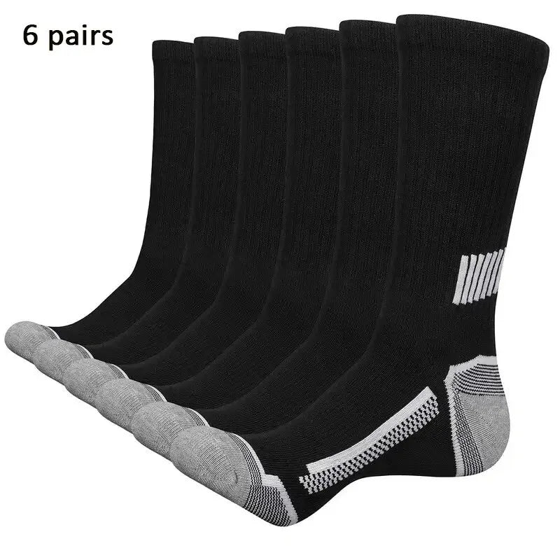6 Pairs of MEN'S Sports Socks, Sweat Absorbing, Comfortable and Breathable, Suitable for Basketball Training and Outdoor Running