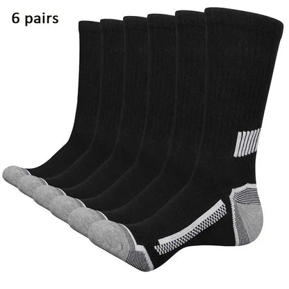6 Pairs of MEN'S Sports Socks, Sweat Absorbing, Comfortable and Breathable, Suitable for Basketball Training and Outdoor Running