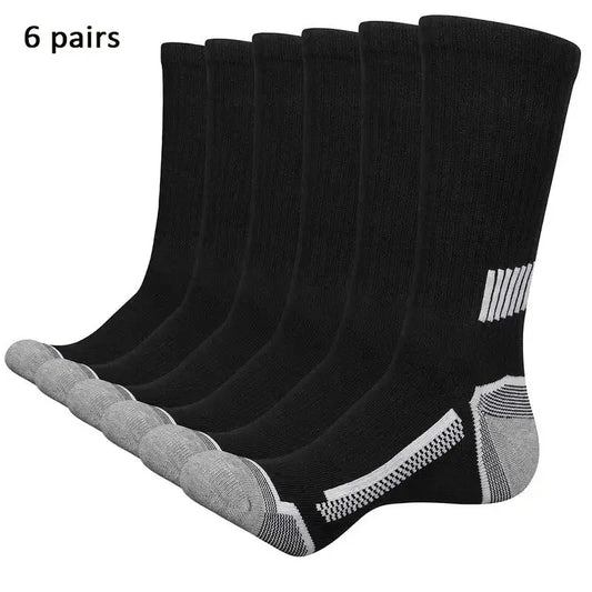 6 Pairs of MEN'S Sports Socks, Sweat Absorbing, Comfortable and Breathable, Suitable for Basketball Training and Outdoor Running