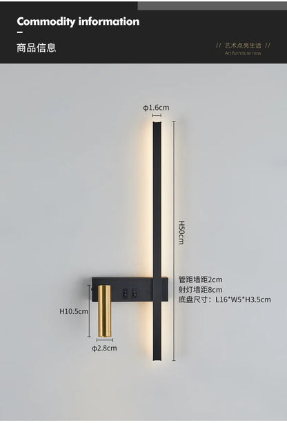 Wall lamp Nordic modern creative led simple living room sofa background wall decorative lamp reading lamp bedroom bedside lamp